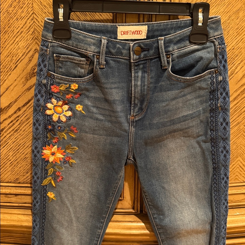 Driftwood Blue Embroidered Jackie Hi-Rise Jeans